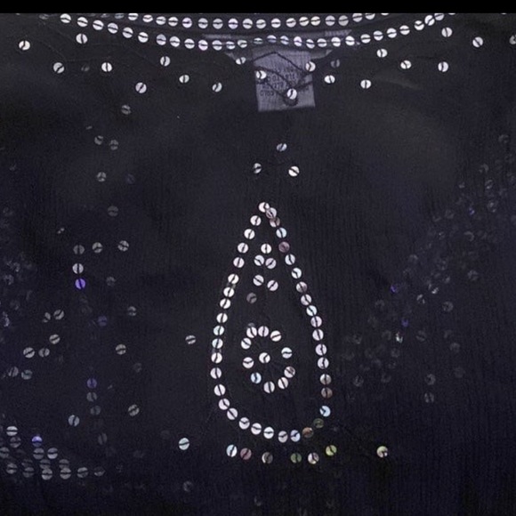 100% Silk V Neck Sequin Top Size 10 - Picture 10 of 12